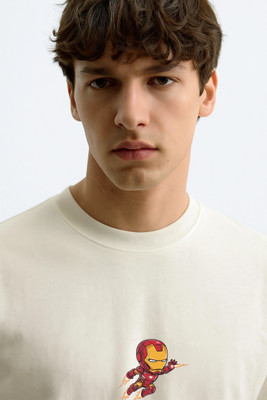 Teesverse Graphic Print Men Round Neck Beige T-Shirt