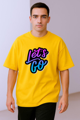 goodsign Graphic Print Men Round Neck Yellow T-Shirt