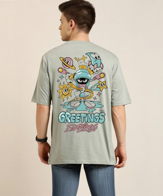 Clickwell Trending Printed, Typography Men Round Neck Grey T-Shirt