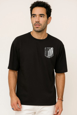 Be Crazyy Printed Men Round Neck Black T-Shirt