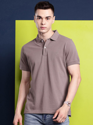 Hancock Embroidered Men Polo Neck Pink T-Shirt