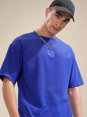 HIGHLANDER Printed Men Round Neck Blue T-Shirt