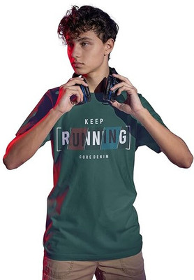 Carbonyte Printed Men Round Neck Green T-Shirt