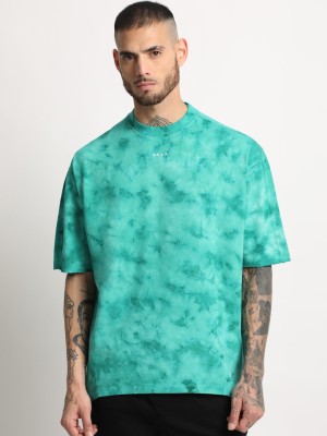 THE BEAR HOUSE Tie & Dye Men Round Neck Light Green T-Shirt