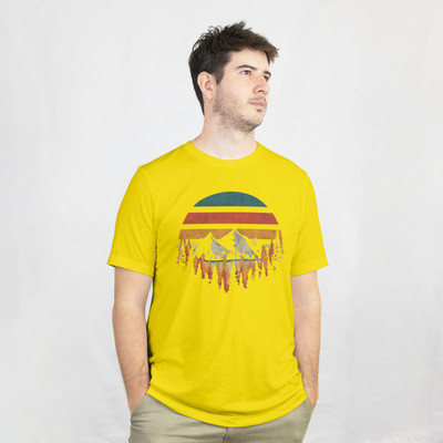 Arctica Graphic Print Men Round Neck Yellow T-Shirt