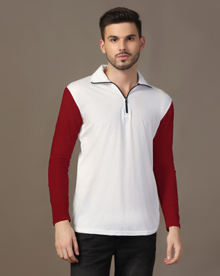tfurnish Solid Men Polo Neck Maroon T-Shirt