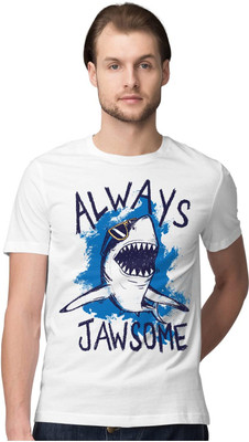 Trendy Samples Printed Men Round Neck White T-Shirt