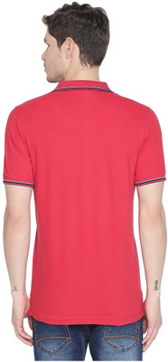 BASICS Solid Men Polo Neck Red T-Shirt