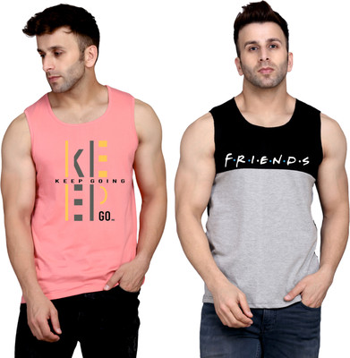 SLOWLORIS Graphic Print Men Round Neck Pink, Black, Grey T-Shirt