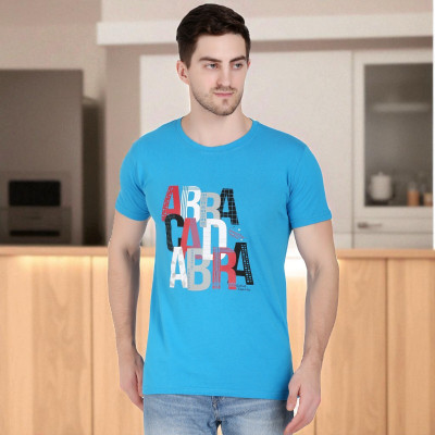 Faricon Trend Solid Men Round Neck Light Blue T-Shirt
