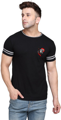 Money Leaf Solid Men Round Neck Black T-Shirt