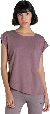 PUMA Solid Women Crew Neck Purple T-Shirt