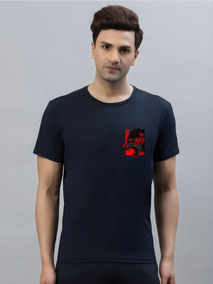 SZN Graphic Print Men Round Neck Dark Blue T-Shirt