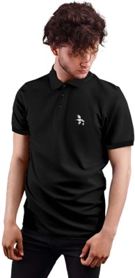 LANGOSTA Solid Men Polo Neck Black T-Shirt