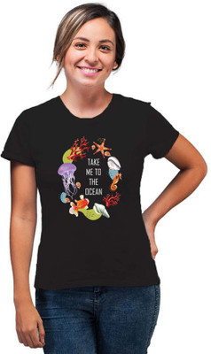 SmarTee Street Printed Women Round Neck Black T-Shirt