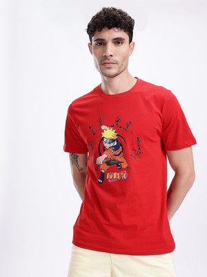 Kook N Keech Printed Men Round Neck Red T-Shirt