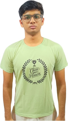 Fashfilo Printed Men Round Neck Light Green T-Shirt