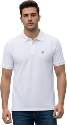MADBORN CREATION Solid Men Polo Neck White T-Shirt