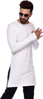 Zoby Solid Men Round Neck White T-Shirt