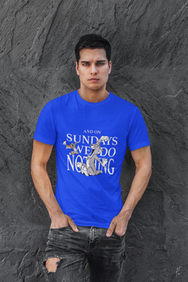 PD CLORI Printed Men Round Neck Blue T-Shirt