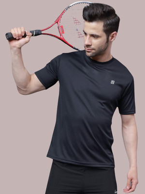 Menino Solid Men Round Neck Black T-Shirt