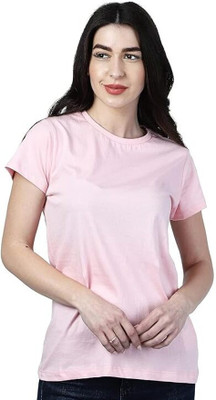 Js Unique Solid Women Round Neck White T-Shirt