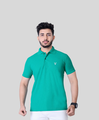 KASHIRA Solid Men Polo Neck Reversible Green T-Shirt