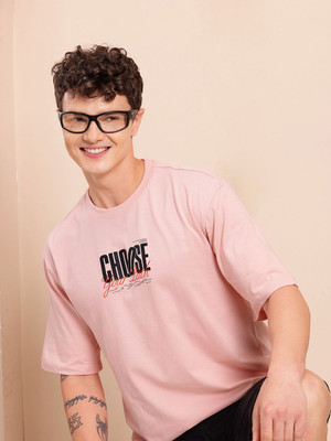 Mast & Harbour Printed Men Round Neck Orange T-Shirt