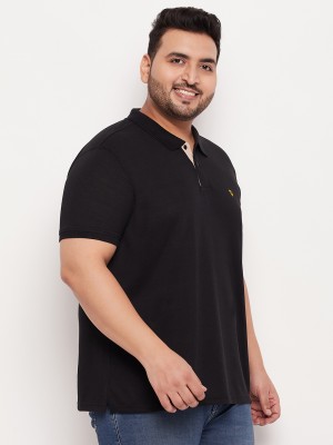 XPLUMP Solid Men Polo Neck Black T-Shirt