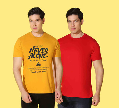 WOOSTRO Graphic Print Men Round Neck Yellow, Red T-Shirt