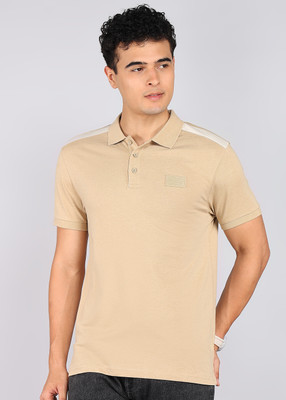 United Colors of Benetton Solid Men Polo Neck Brown T-Shirt