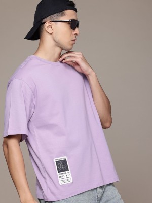 Roadster Solid Men Round Neck Purple T-Shirt