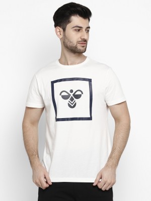 HUMMEL Printed Men Round Neck White T-Shirt