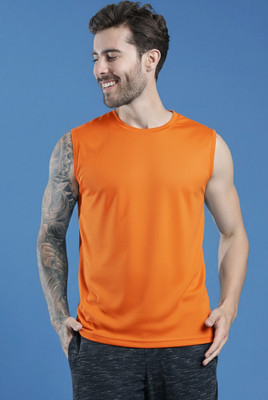 Moordale Solid Men Round Neck Orange T-Shirt