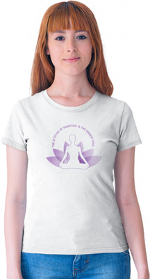 Special Trend Hub Graphic Print Women Round Neck Reversible White T-Shirt