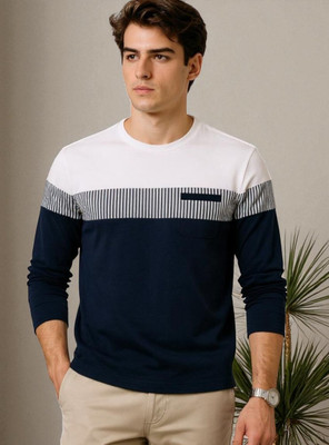 Autna Printed Men Round Neck Navy Blue T-Shirt