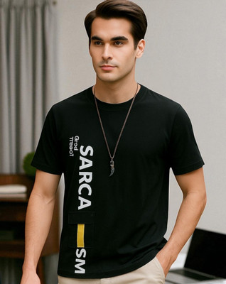 Autna Printed Men Round Neck Black T-Shirt