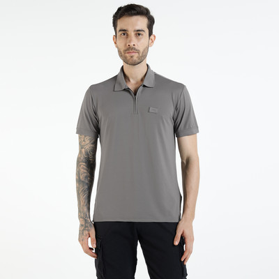 ROYAL ENFIELD Self Design Men Polo Neck Grey T-Shirt