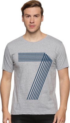 ADRO Printed Men Round Neck Grey T-Shirt