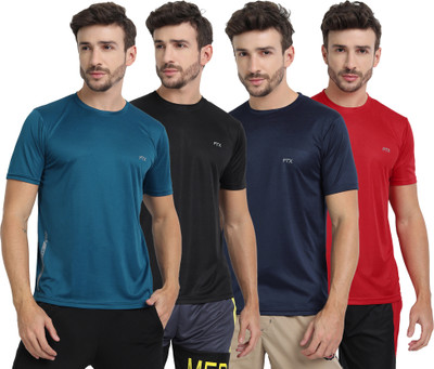 FTX Solid Men Round Neck Multicolor T-Shirt