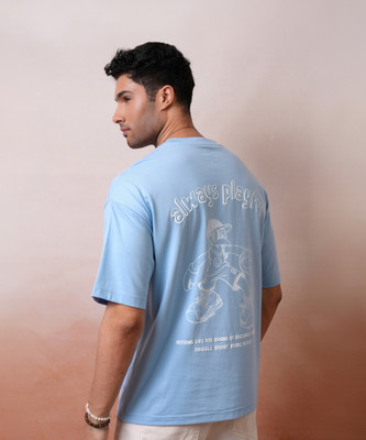 LOCOMOTIVE Printed Men Round Neck Blue T-Shirt