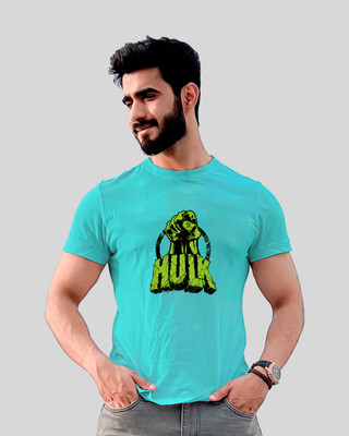 JP Creation Printed Men Round Neck Light Blue T-Shirt