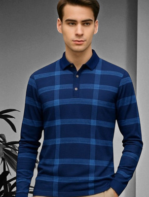 Autna Printed Men Polo Neck Navy Blue T-Shirt