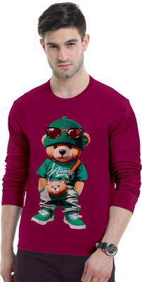 Triptee Animal Print Men Round Neck Purple T-Shirt