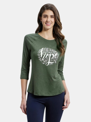 JOCKEY Graphic Print Women Round Neck Green T-Shirt
