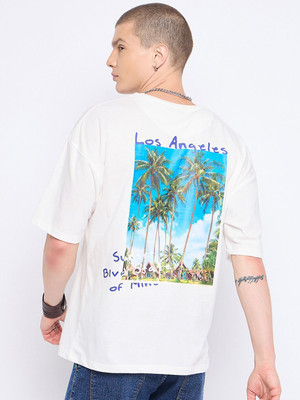 Mast & Harbour Graphic Print Men Round Neck White T-Shirt