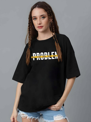 Moda Rapido Graphic Print Women Round Neck Black T-Shirt