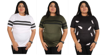Oishee Printed Women Round Neck Multicolor T-Shirt