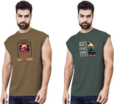 I&D Graphic Print Men Round Neck Multicolor T-Shirt