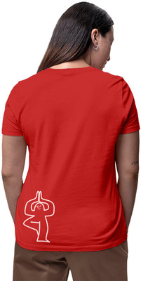 Fighterhero Printed Women Round Neck Red T-Shirt